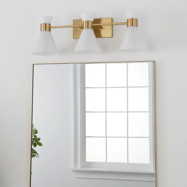 Beldar 3-Light Opal Vanity in Aged Brass - Image 14