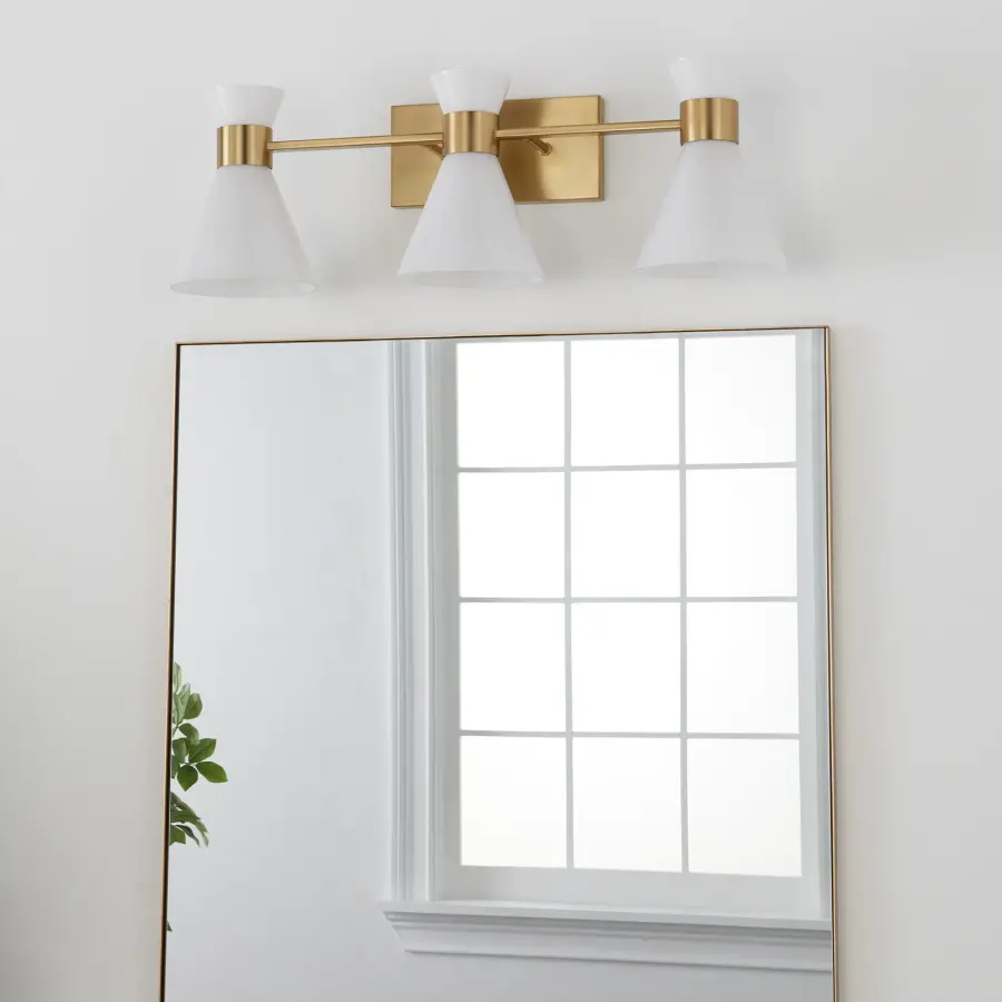 Beldar 3-Light Opal Vanity in Aged Brass - Image 14