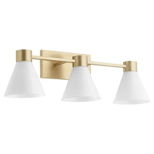 Beldar 3-Light Opal Vanity in Aged Brass - Image 5