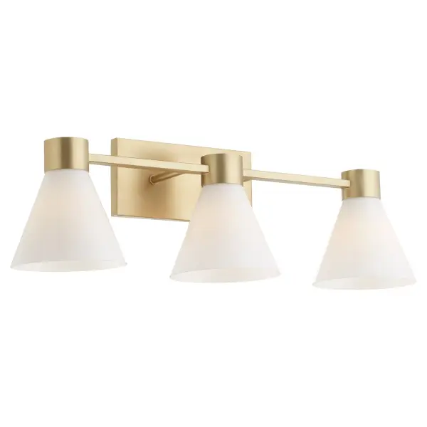 Beldar 3-Light Opal Vanity in Aged Brass - Image 7