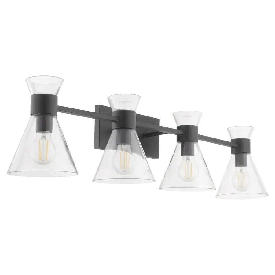 Beldar 4-Light Vanity in Matte Black with Clear Glass - Image 1