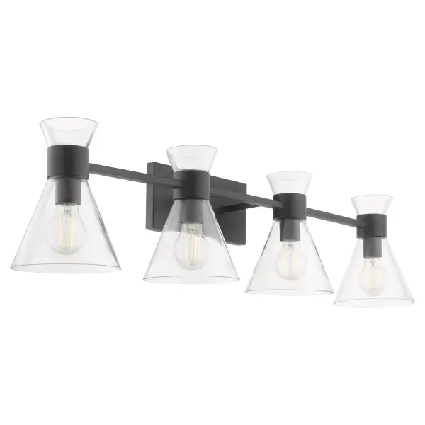 Beldar 4-Light Vanity in Matte Black with Clear Glass - Image 2