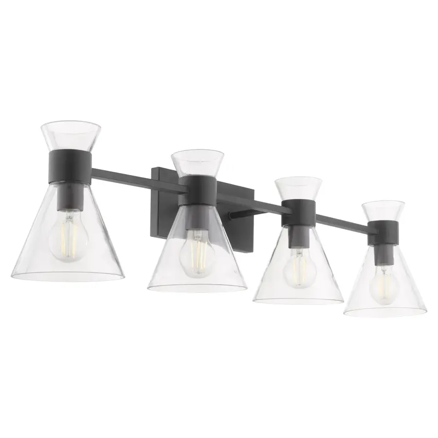 Beldar 4-Light Vanity in Matte Black with Clear Glass - Image 2