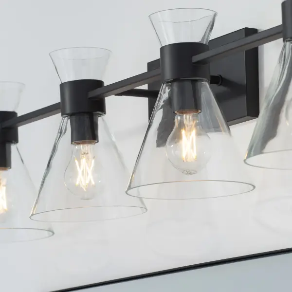 Beldar 4-Light Vanity in Matte Black with Clear Glass - Image 13