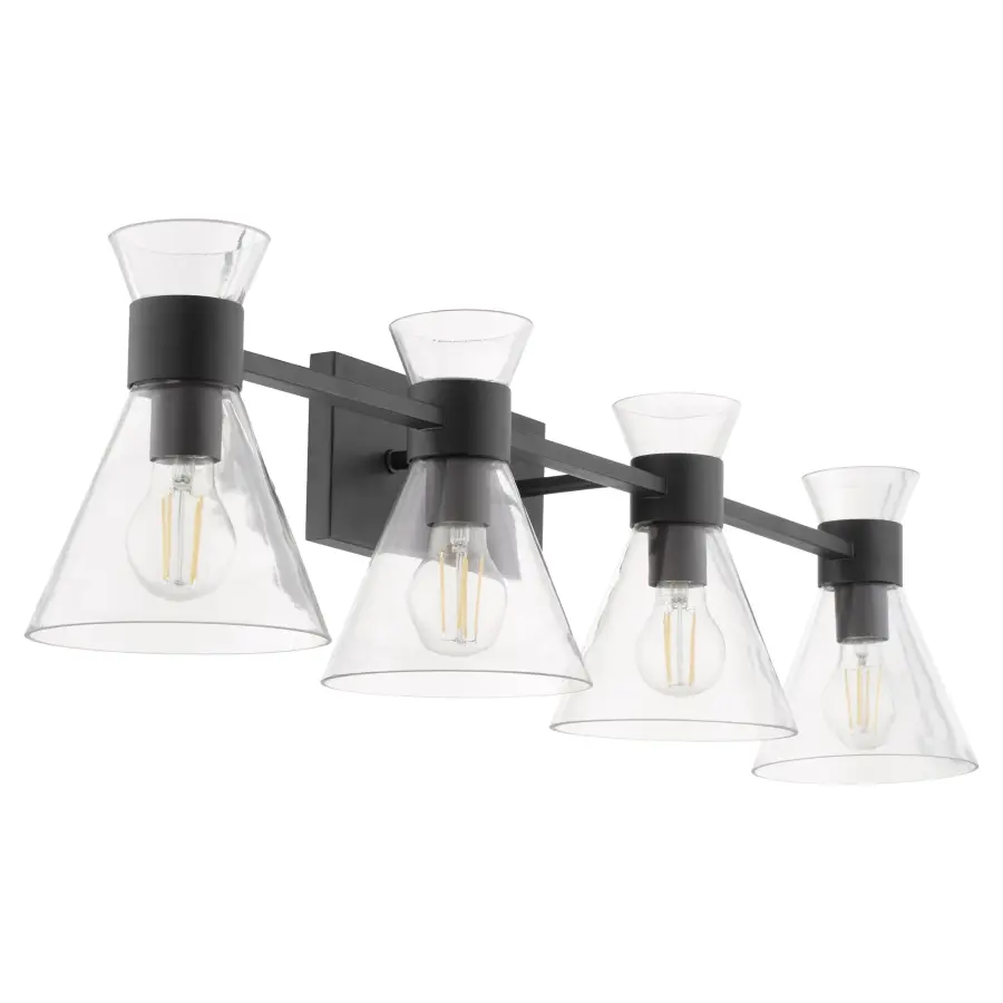 Beldar 4-Light Vanity in Matte Black with Clear Glass - Image 3