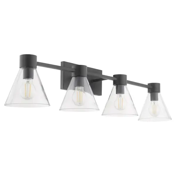 Beldar 4-Light Vanity in Matte Black with Clear Glass - Image 5