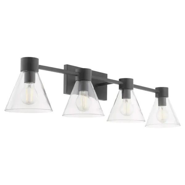 Beldar 4-Light Vanity in Matte Black with Clear Glass - Image 6