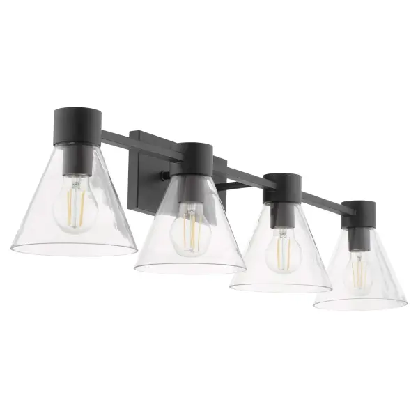 Beldar 4-Light Vanity in Matte Black with Clear Glass - Image 7