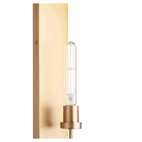The Sheridan wall sconce delivers understated elegance with its thin lines and solid backdrop design. Perfect for residential spaces seeking crisp, clean lighting with a warm brass accent. - alternate view
