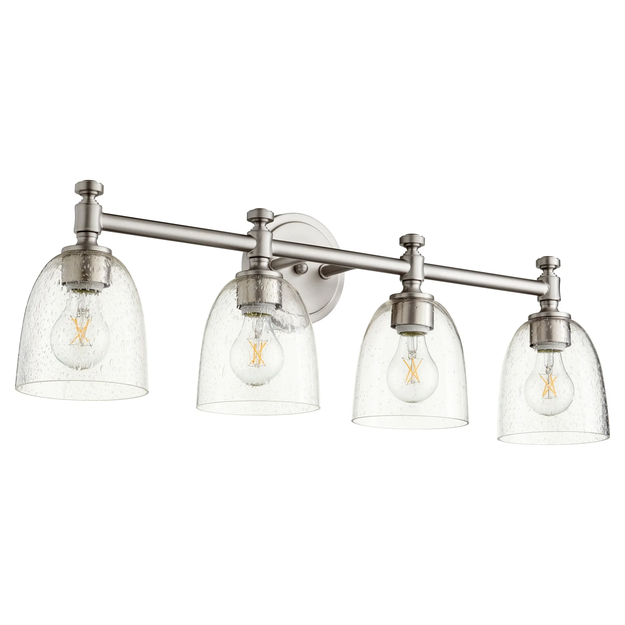 Rossington 4-Light Vanity in Satin Nickel with Clear Seeded Glass