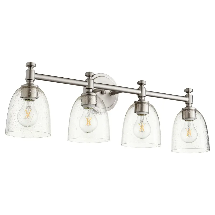 Rossington 4-Light Vanity in Satin Nickel with Clear Seeded Glass