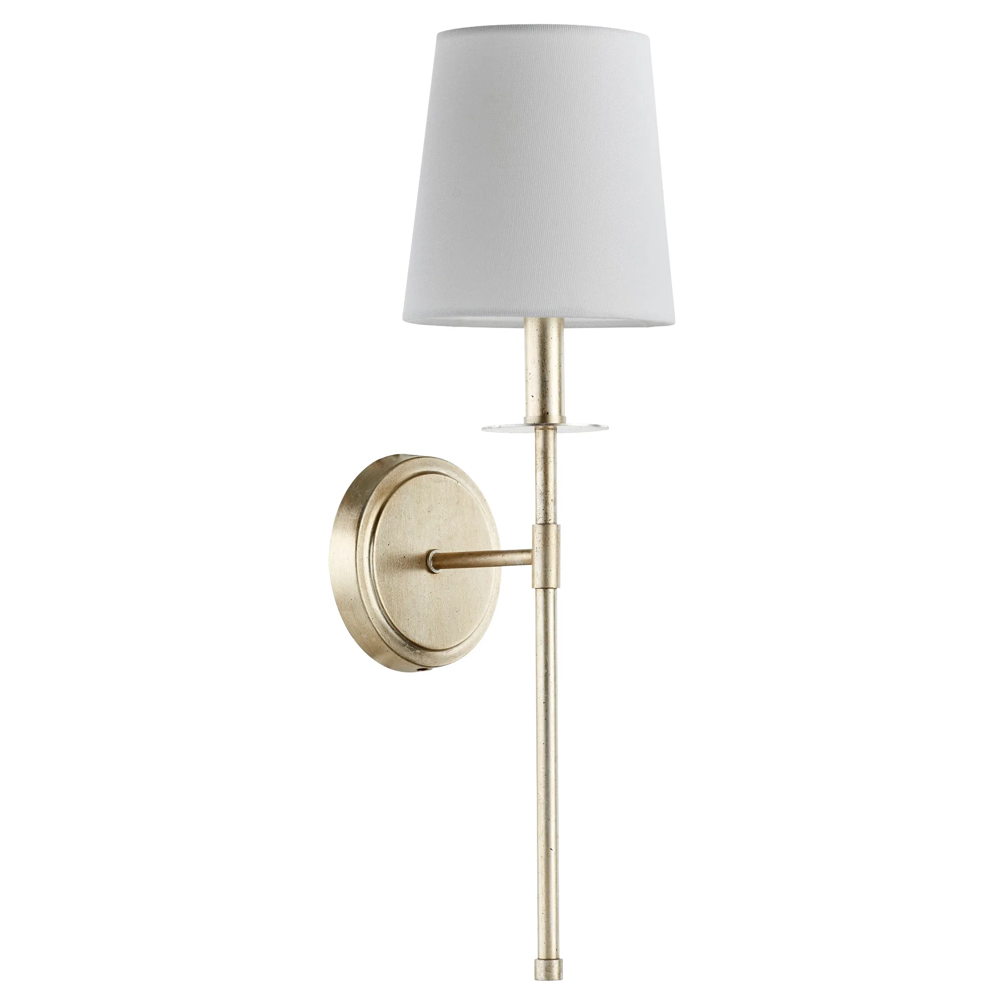 Adjustable 1-Light Linen Shade Sconce in Aged Silver Leaf