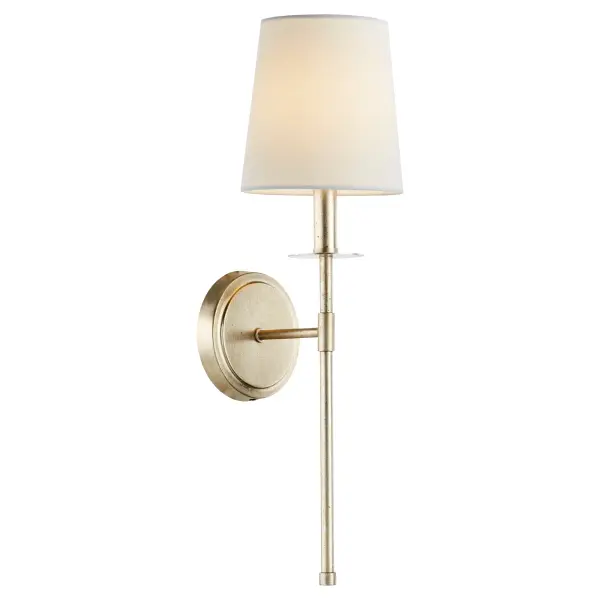 Adjustable 1-Light Linen Shade Sconce in Aged Silver Leaf - Image 3