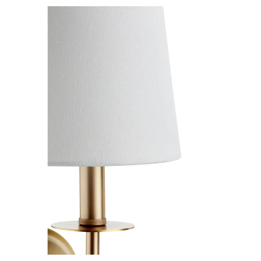 Adjustable 1-Light Linen Shade Aged Brass Sconce - Image 2