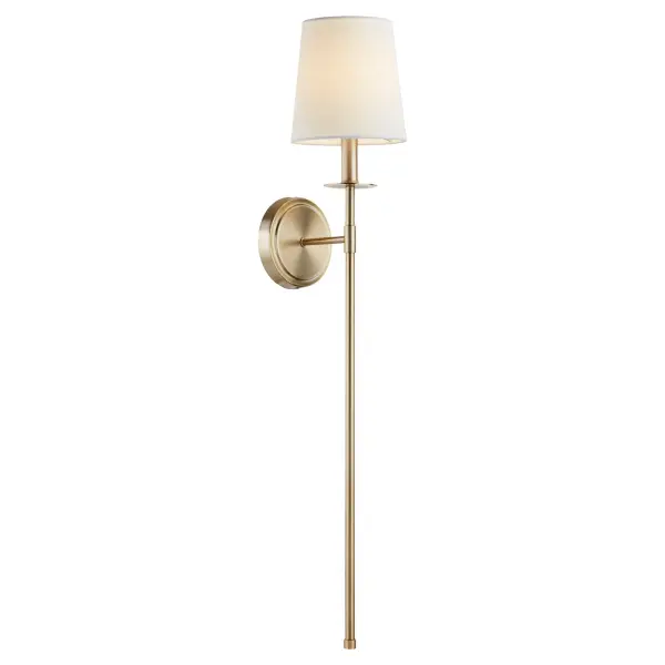 Adjustable 1-Light Linen Shade Aged Brass Sconce - Image 3