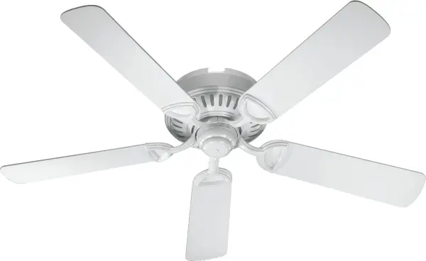 The Medallion 52" ceiling fan combines traditional styling with practical flush-mount design, ideal for rooms with lower ceilings. Its white finish offers versatile appeal that complements various décor styles.