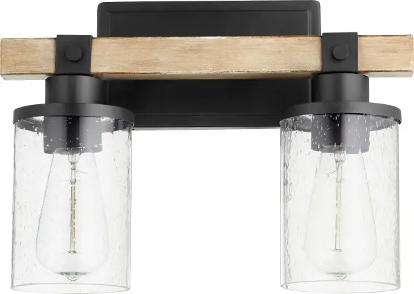 Alpine 2-Light Modern Farmhouse Vanity in Black with Driftwood