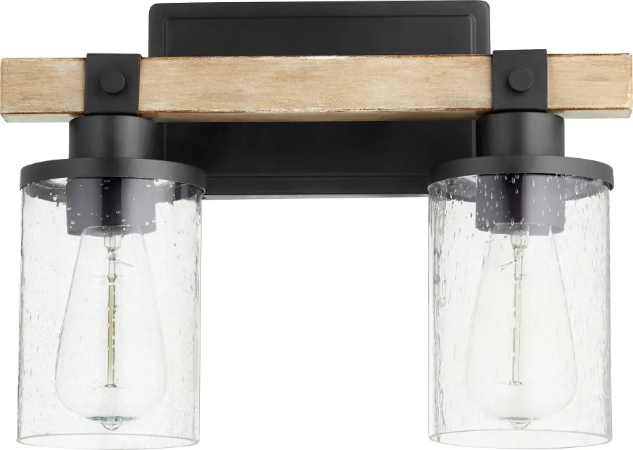 Alpine 2-Light Modern Farmhouse Vanity in Black with Driftwood