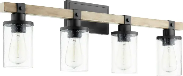 Alpine 4-Light Modern Farmhouse Vanity in Black with Driftwood