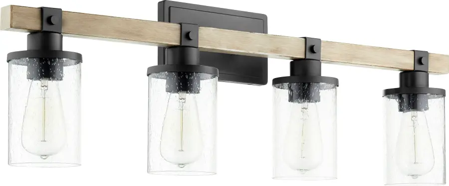 Alpine 4-Light Modern Farmhouse Vanity in Black with Driftwood