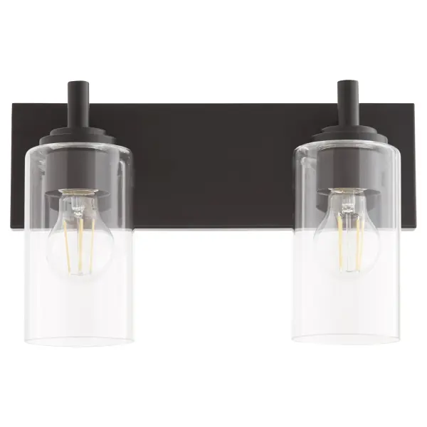 The Fallstaff 2-Light Vanity combines modern design with versatile customization. Featuring T-shaped arms, clear glass shades, and interchangeable socket decos in three finishes, it delivers both style and functionality for bathroom lighting.