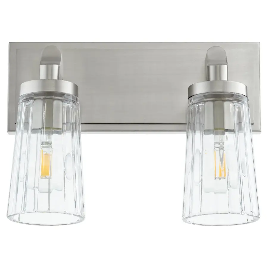2-Light Fluted Vanity Light in Satin Nickel