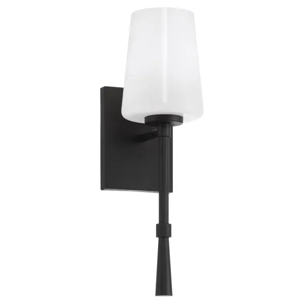 Goodwin 1-Light Wall Sconce with Opal Glass in Matte Black - Image 1