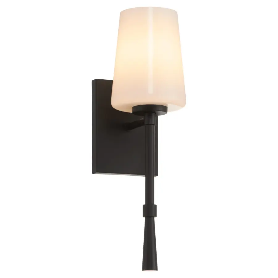Goodwin 1-Light Wall Sconce with Opal Glass in Matte Black - Image 2