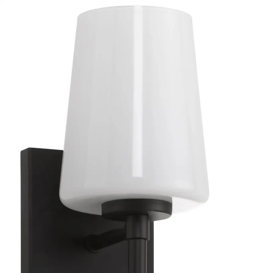 Goodwin 1-Light Wall Sconce with Opal Glass in Matte Black - Image 3