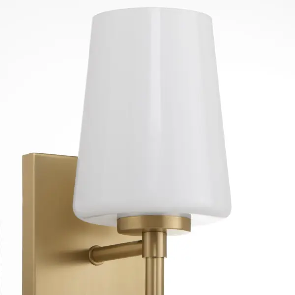Goodwin 1-Light Wall Sconce in Aged Brass with Opal Glass - Image 3