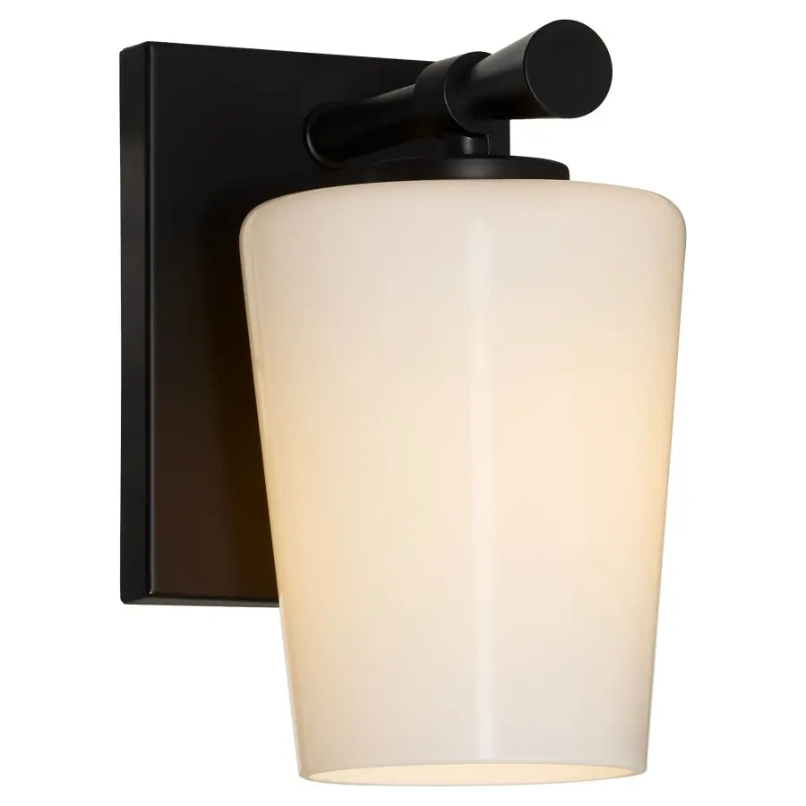 Goodwin 1-Light Wall Sconce with Opal Glass in Matte Black - Image 3