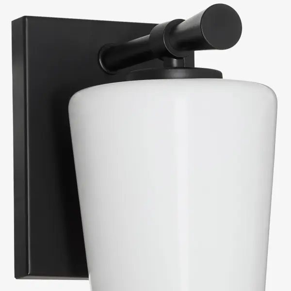 Goodwin 1-Light Wall Sconce with Opal Glass in Matte Black - Image 4