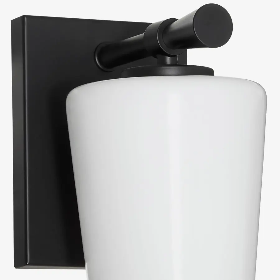 Goodwin 1-Light Wall Sconce with Opal Glass in Matte Black - Image 4