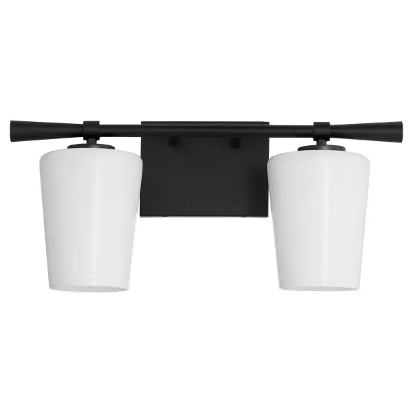 Goodwin 2-Light Vanity with Opal Glass in Matte Black - Image 1