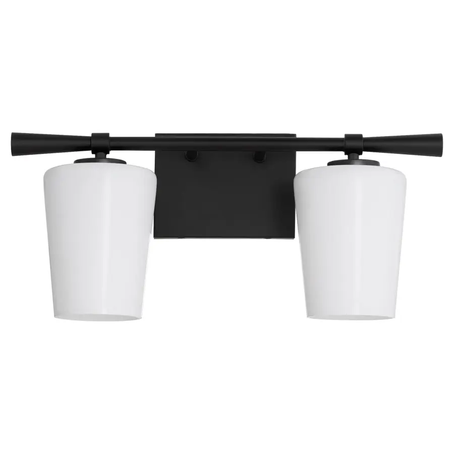Goodwin 2-Light Vanity with Opal Glass in Matte Black - Image 1