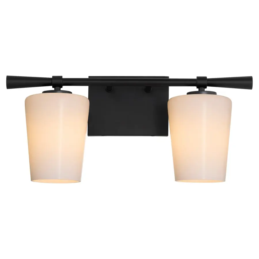 Goodwin 2-Light Vanity with Opal Glass in Matte Black - Image 2