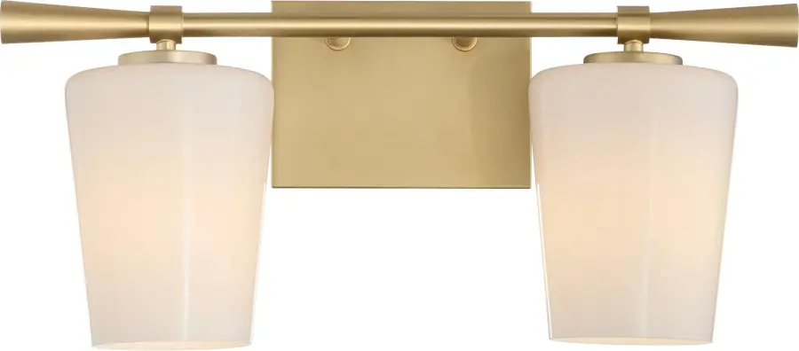 Goodwin 2-Light Vanity in Aged Brass with Opal Glass - Image 2