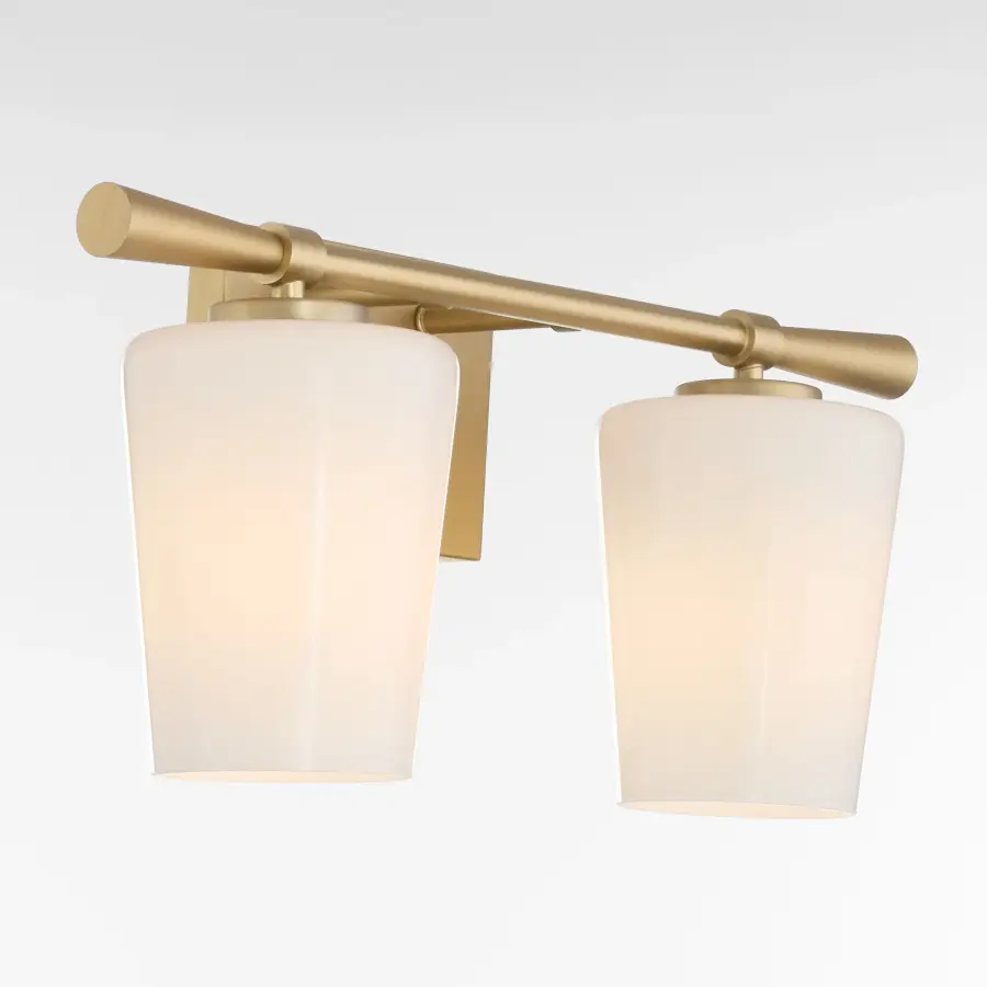Goodwin 2-Light Vanity in Aged Brass with Opal Glass - Image 3
