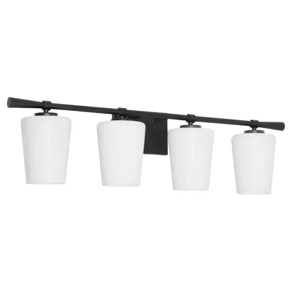 Goodwin 4-Light Vanity with Opal Glass in Matte Black - Image 1