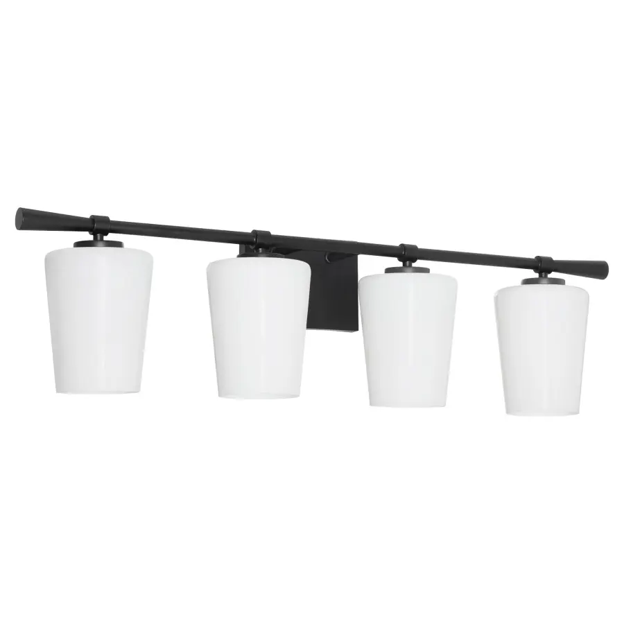 Goodwin 4-Light Vanity with Opal Glass in Matte Black - Image 1