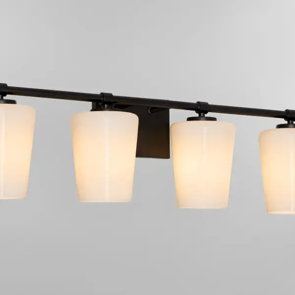 Goodwin 4-Light Vanity with Opal Glass in Matte Black - Image 3