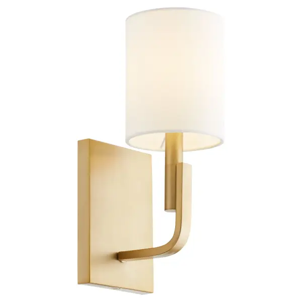 Elegant Transitional Sconce with Warm Brass Finish and Linen Shade - Image 2