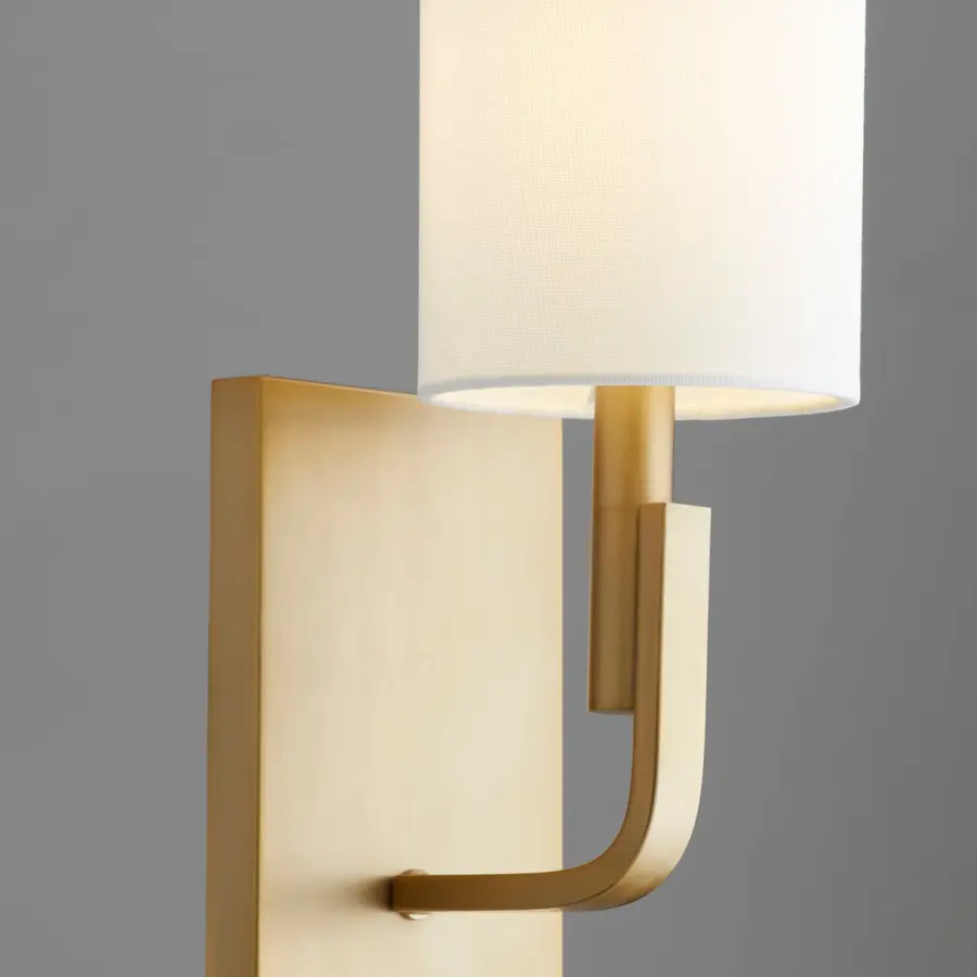Elegant Transitional Sconce with Warm Brass Finish and Linen Shade - Image 3