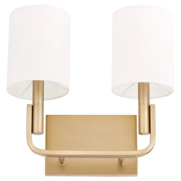 Elegant Transitional Sconce with Warm Brass Finish and Linen Shades - Image 1