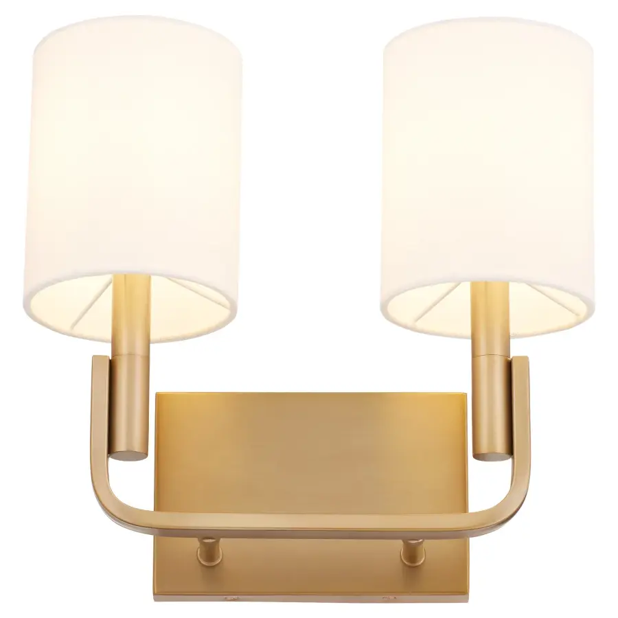 Elegant Transitional Sconce with Warm Brass Finish and Linen Shades - Image 2