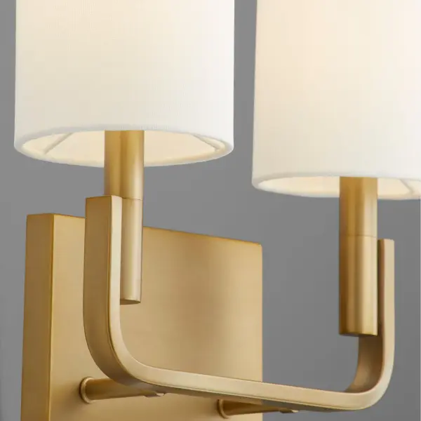 Elegant Transitional Sconce with Warm Brass Finish and Linen Shades - Image 3