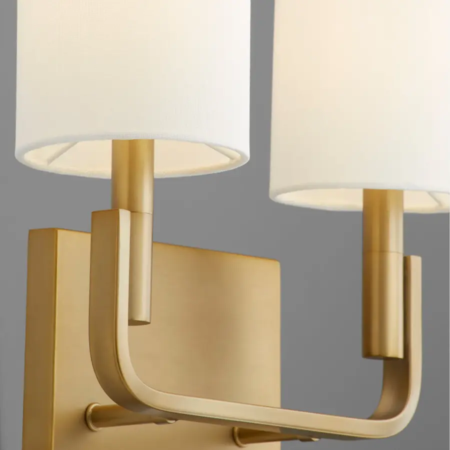 Elegant Transitional Sconce with Warm Brass Finish and Linen Shades - Image 3