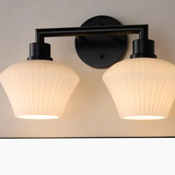 Sleek Modern Vanity Light with Angular Design and Versatile Glass Options - Image 6