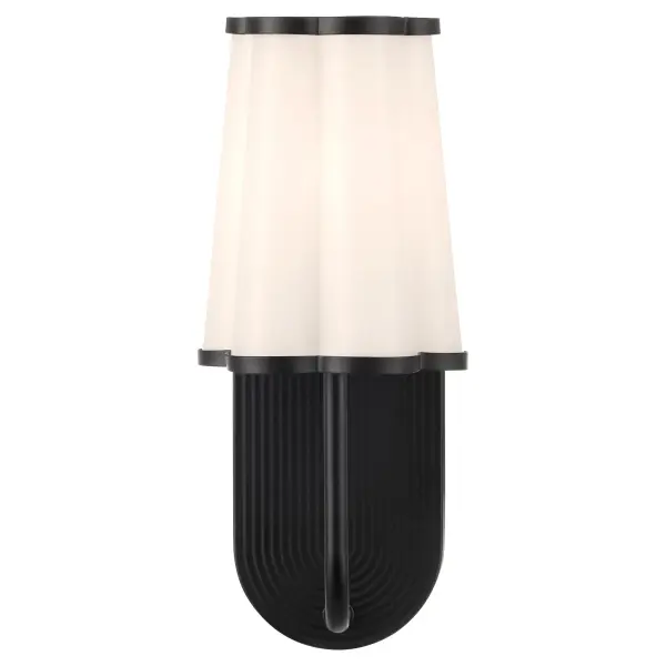 The Belinder wall sconce brings Tamara Day's 'laid-back luxe' aesthetic to life with its distinctive scalloped glass shade and refined ribbed backplate. Perfect for adding sophisticated modern touches to bathrooms, hallways, and bedrooms. - alternate view