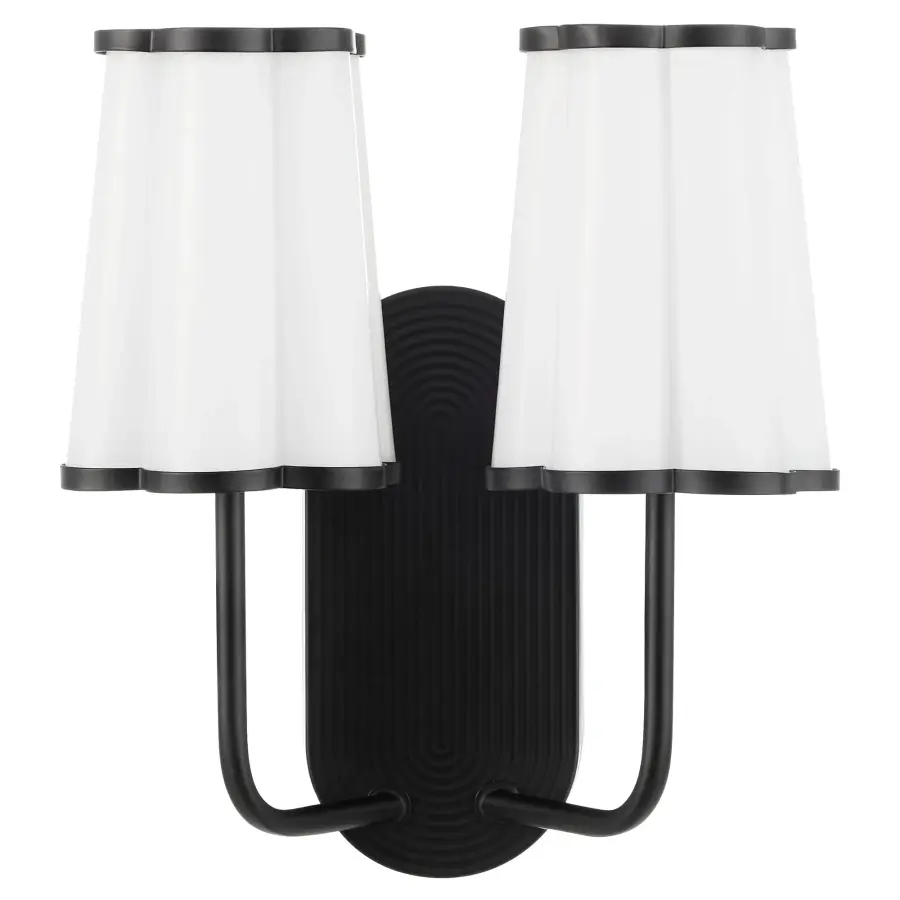 Belinder 2-Light Scalloped Wall Sconce in Matte Black - Image 1
